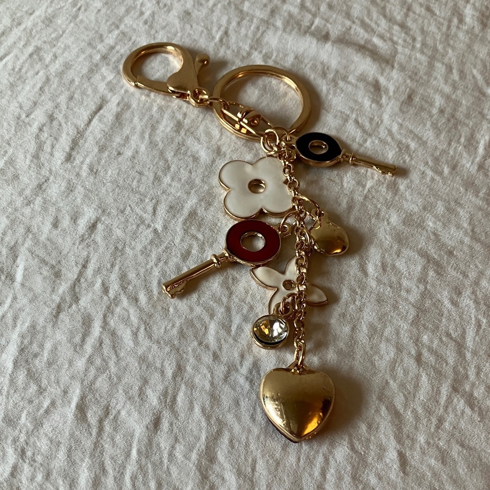 Gold Tone & Red Charm Keychain - Picture 6 of 11